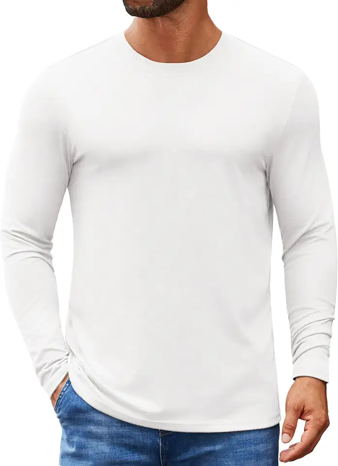 COOFANDY Mens Long Sleeve T Shirts Crew Neck Casual Basic Pullover Shirt
