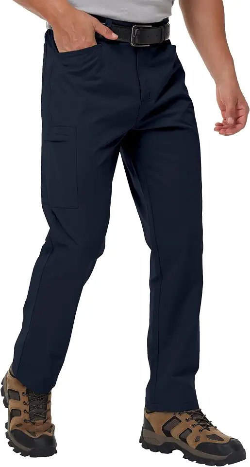 Men's Slim Fit Casual Pants Ripstop Lightweight Water Resistant Cargo Utility Work Pant Straight Leg