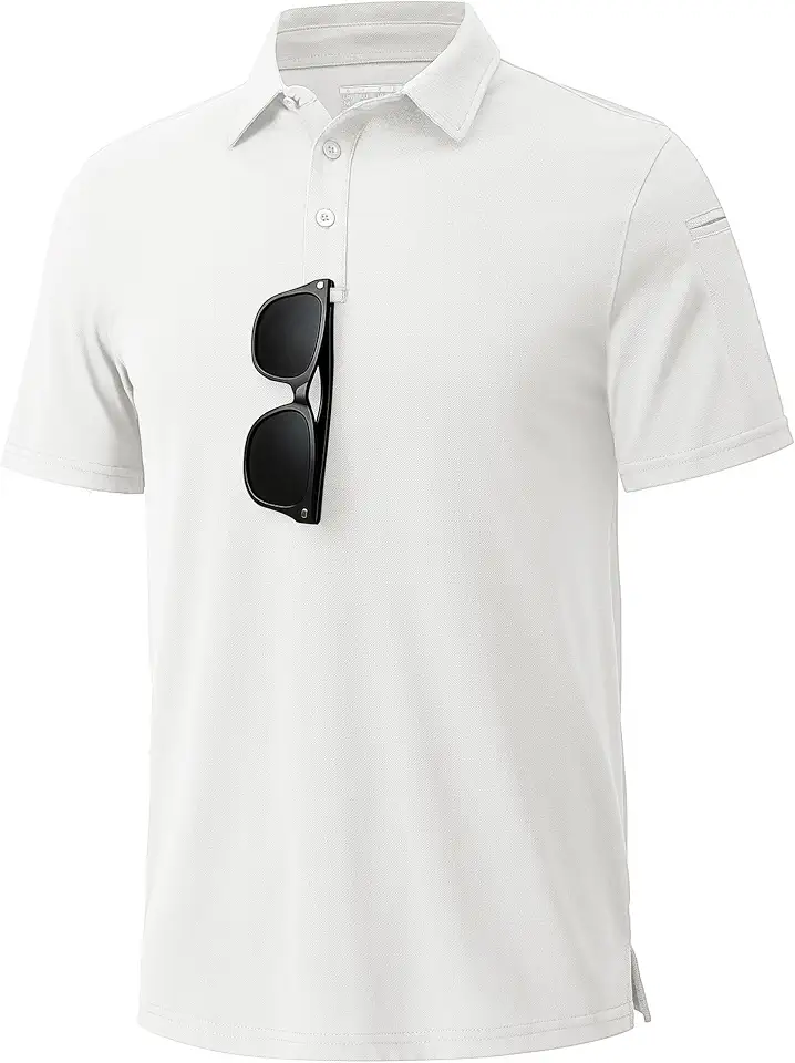 Cotrasen Mens Polo Shirts, Short Sleeve, 3 Buttons, Basic Casual