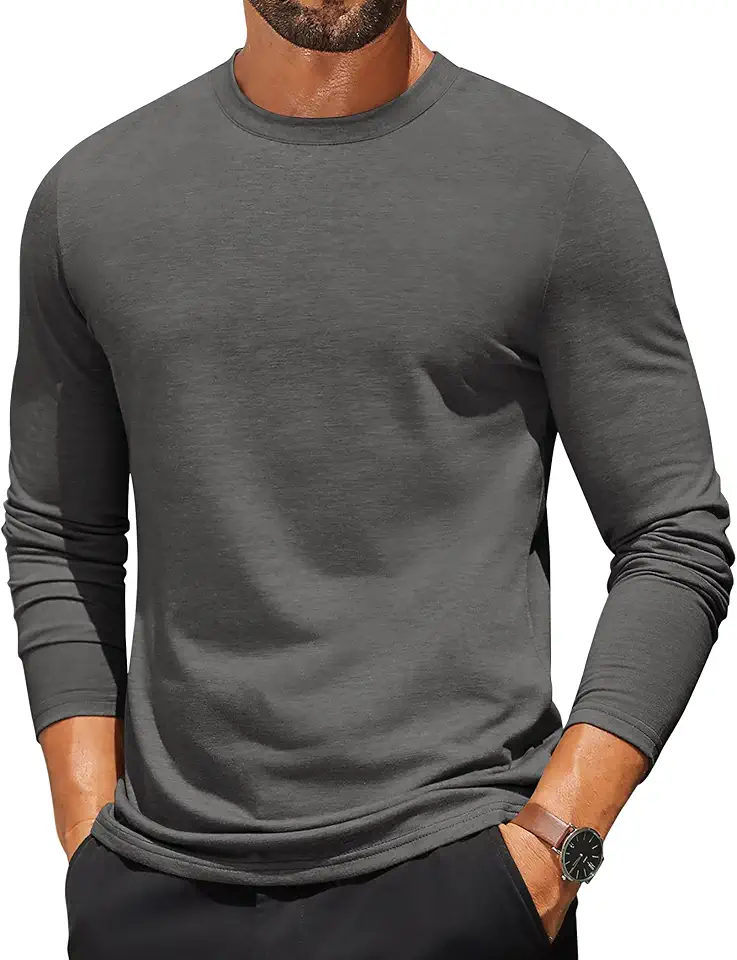 COOFANDY Mens Long Sleeve T Shirts Crew Neck Casual Basic Tee Shirt Lightweight Pullover Shirts