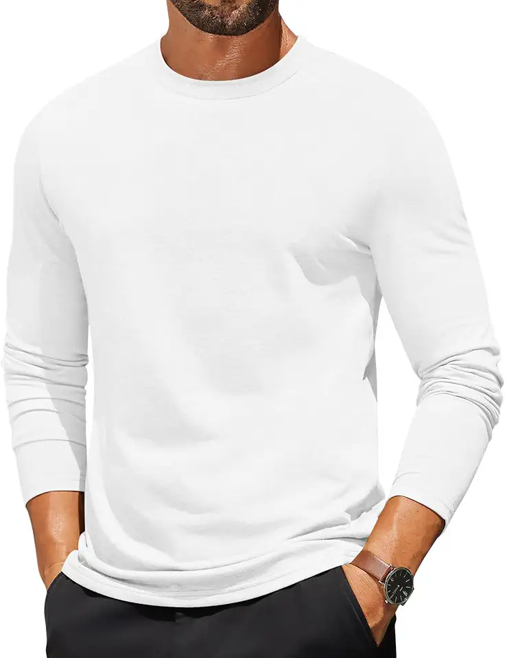 COOFANDY Mens Long Sleeve T Shirts Crew Neck Casual Basic Tee Shirt Lightweight Pullover Shirts