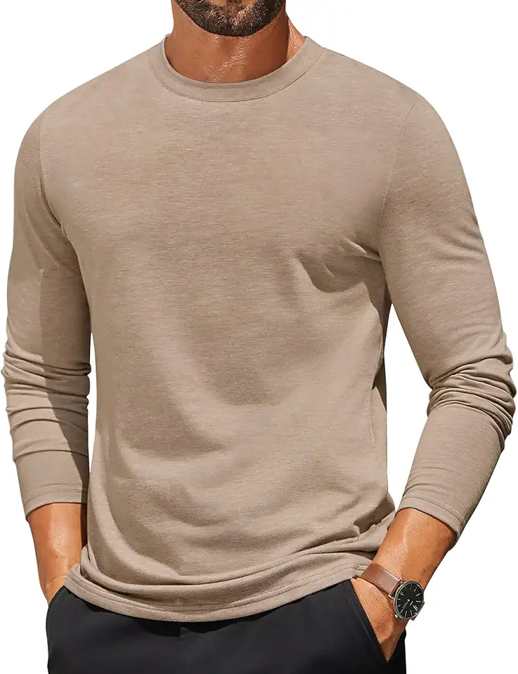 COOFANDY Mens Long Sleeve T Shirts Crew Neck Casual Basic Tee Shirt Lightweight Pullover Shirts