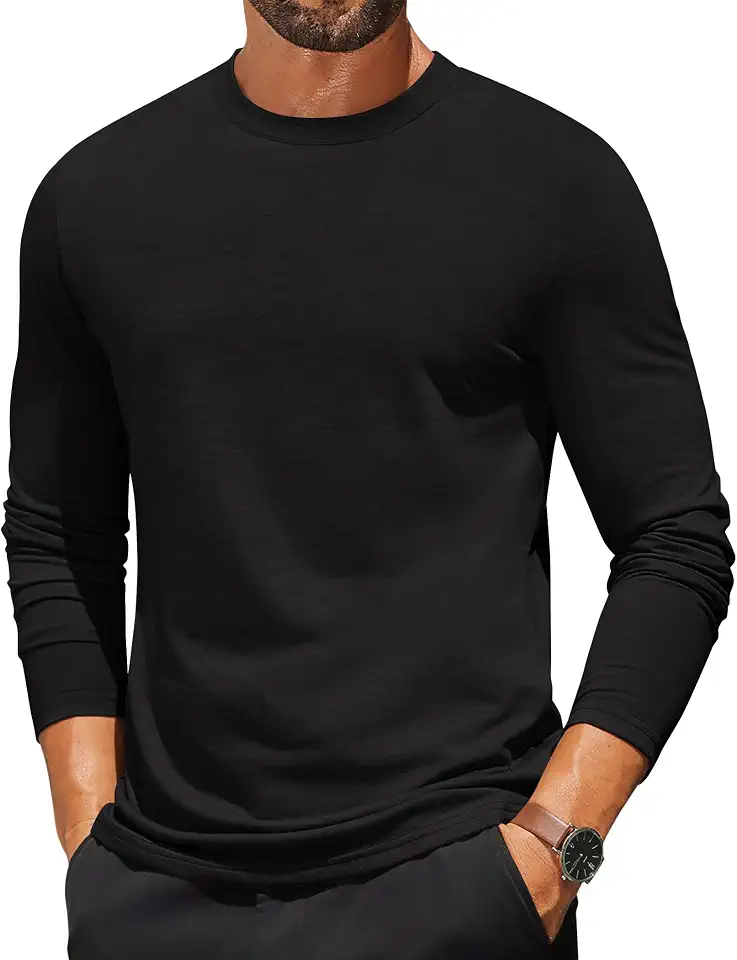 Global Recycled Standard COOFANDY Mens Long Sleeve T Shirts Crew Neck Casual Basic Tee Shirt Lightweight Pullover Shirts
