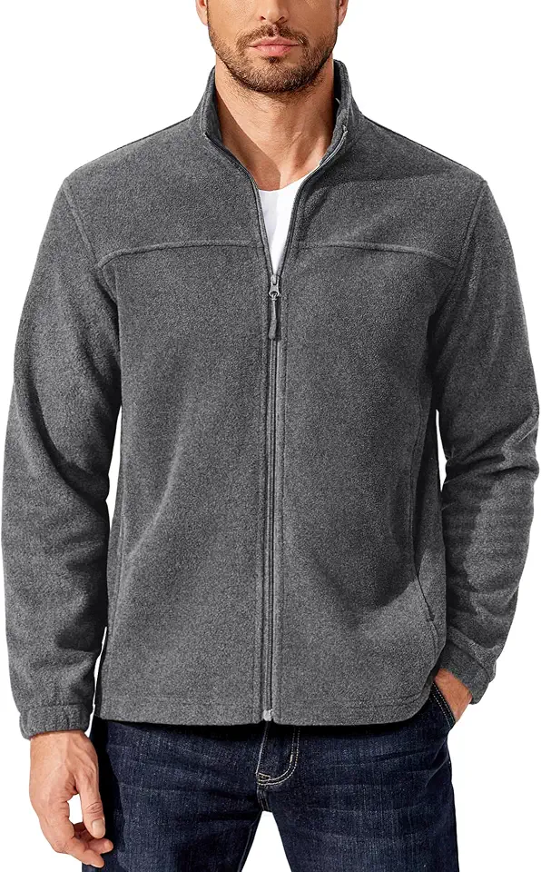 COOFANDY Mens Polar Fleece Jacket Lightweight Full Zip Jackets Outdoor Coat