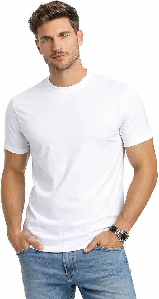 Tshirts Comfort Cotton Essential Mens T Shirts Crew Neck Regular Size Ultra Soft Classic Plain Tees