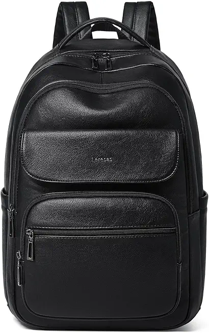 Leresas Backpack Purse for Women Mens Work Travel Teacher Back Pack Laptop Business Vegan Leather Backpack Fashion College Computer Bag Black