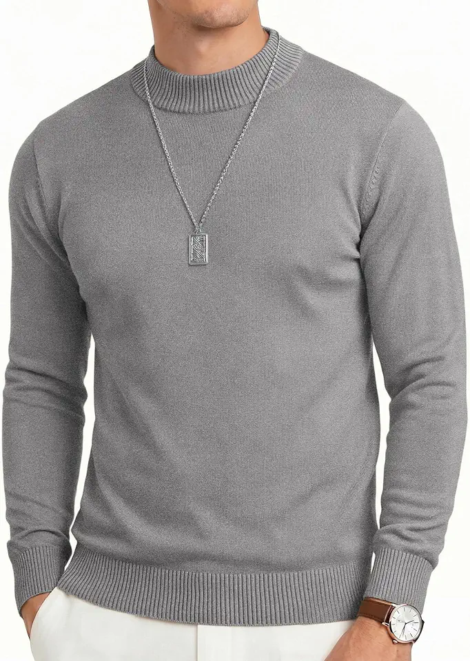 COOFANDY Mens Turtleneck Knit Mock Neck Sweater Casual Lightweight Pullover