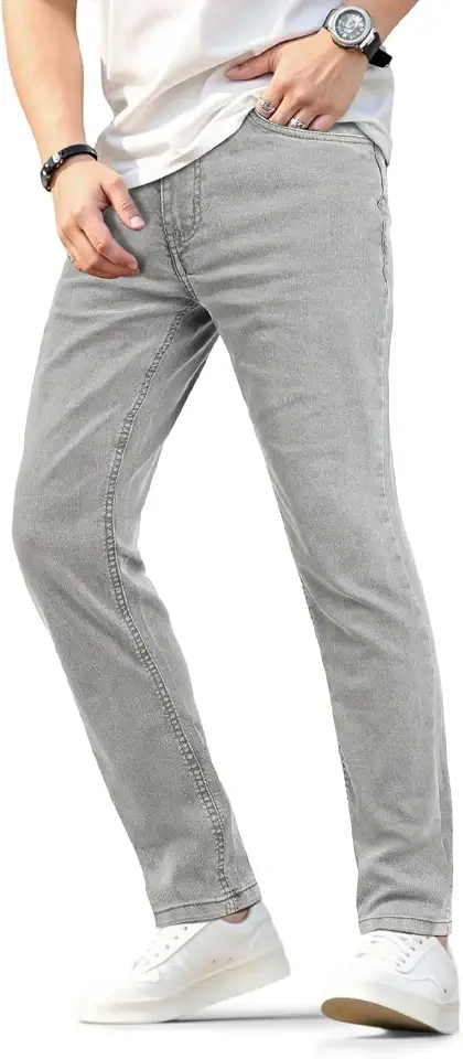 Global Recycled Standard Heyfanee Mens Lightweight Slim Fit Jeans Stretch Denim Pants for Men