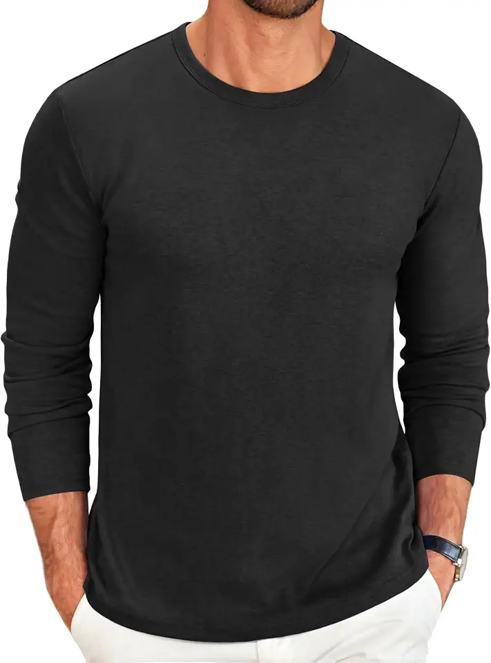 Global Recycled Standard COOFANDY Men's Long Sleeve Tee Shirts Crew Neck Casual Soft Tees