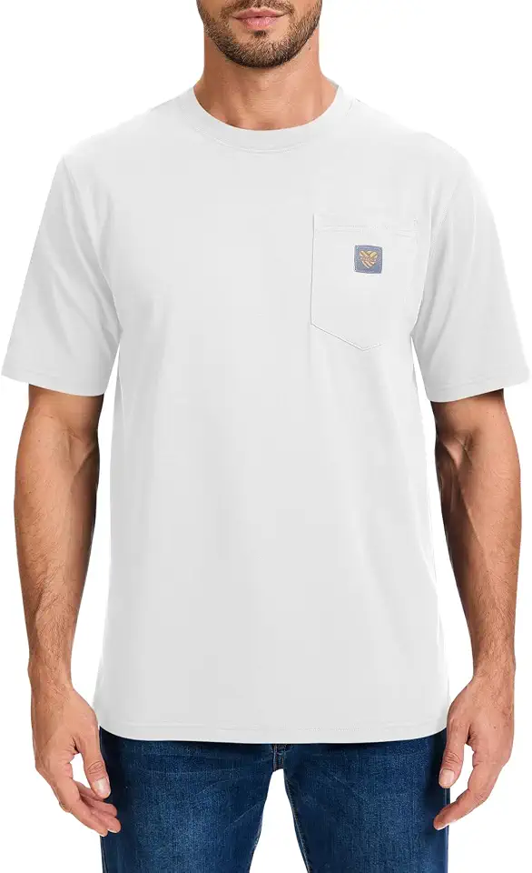 OEKO-TEX STANDARD 100 Men's Loose Fit Heavyweight Short-Sleeve Pocket Work T-Shirt (Regular&Tall)