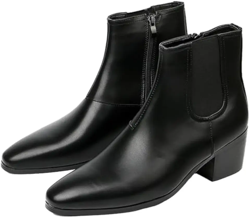Men's Black Leather Cuban Heel Chelsea Boots