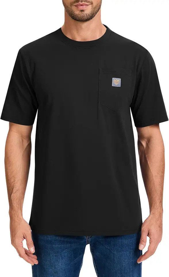 OEKO-TEX STANDARD 100 Men's Loose Fit Heavyweight Short-Sleeve Pocket Work T-Shirt (Regular&Tall)