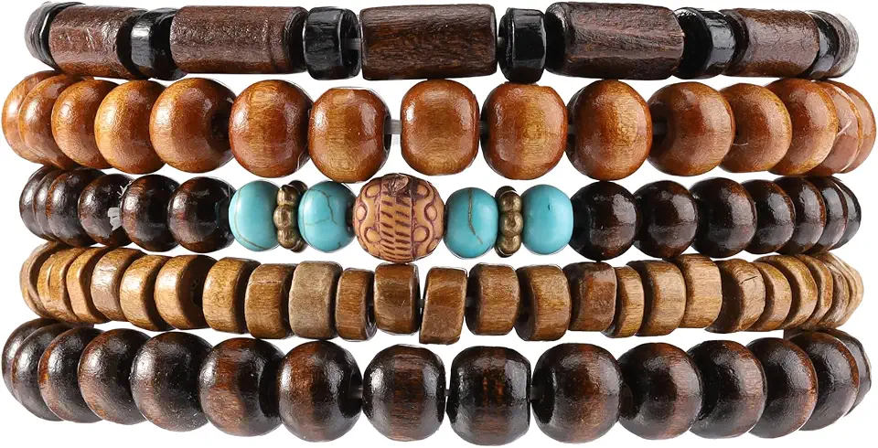 Wooden Beaded Bracelet for Men Women Brown Bracelet Mens Ethnic Tribal wrist Bracelets