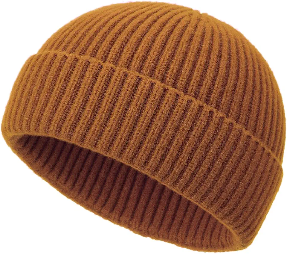 Wool Fisherman Beanies for Men Knit Fall Winter Beanie Hat Skull Cap