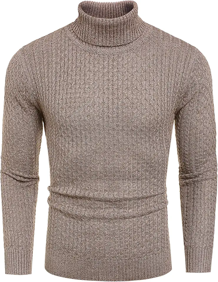 COOFANDY Men's Slim Fit Turtleneck Sweater Casual Cotton Knitted Pullover