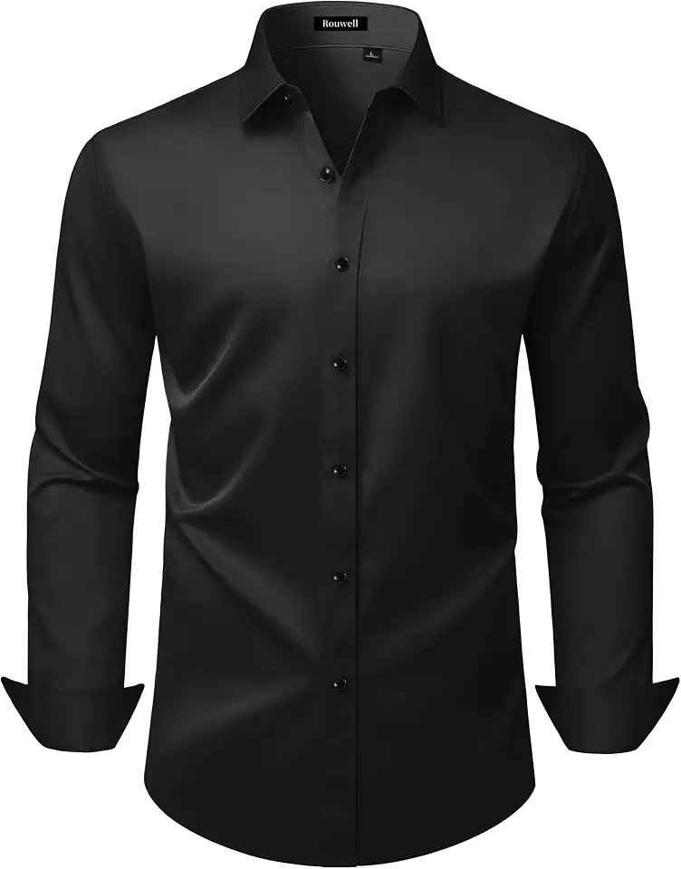 Global Recycled Standard Mens Wrinkle Free Dress Shirts Regular Fit Business Button Down Shirt Formal Long Sleeve Wedding Stretch Shirts