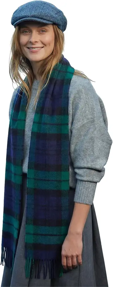 Biddy Murphy Irish Wool Scarf, 9x78in, Plaid - Made in Ireland