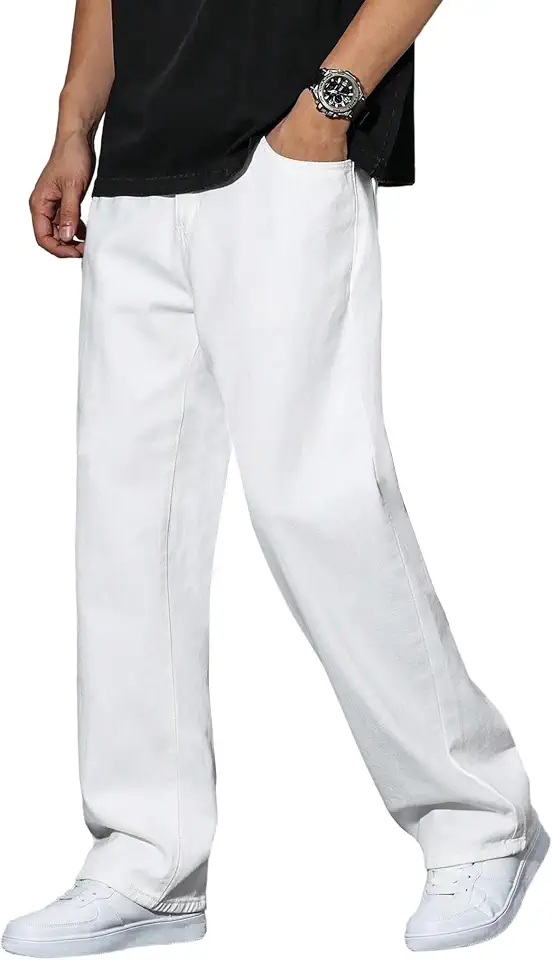 Mens Jeans Straight Leg Pant Y2K Casual Trousers Streetwear
