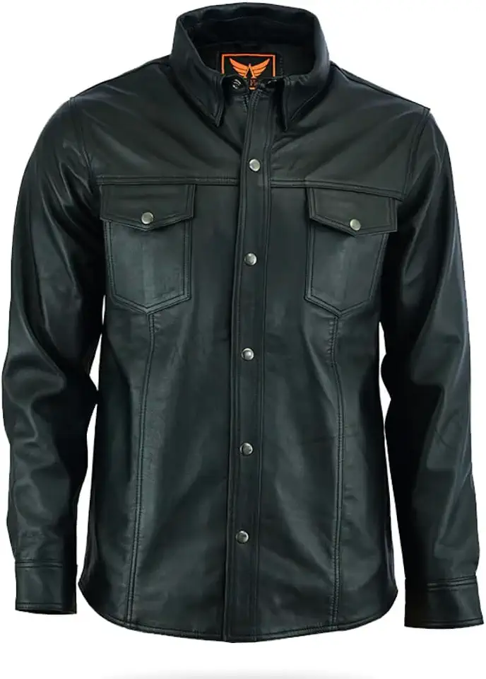 Men's Premium Ultra-Soft Sheepskin Leather Shirt Jacket – Lightweight,
