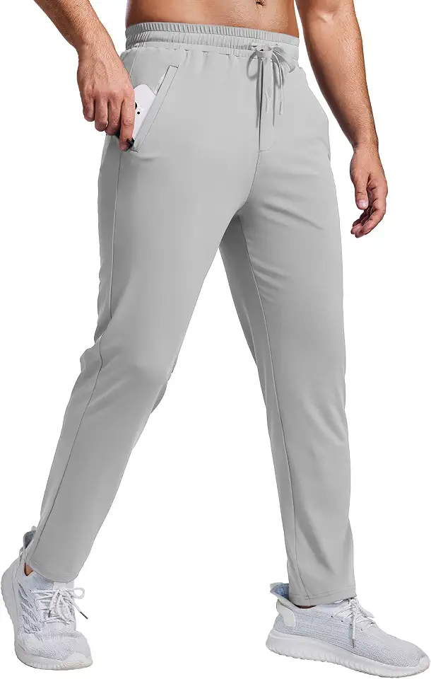 PINSPARK Mens Joggers with Zipper Pockets Lightweight Athletic Track Pants Quick Dry Workout Gym Sweatpants for Men