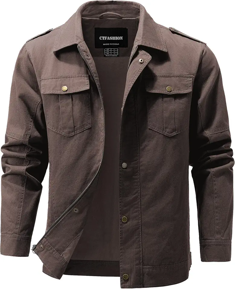 Men's Military Jacket Cotton Lightweight Coats Canvas Field Work Bomber Casual Stylish Fall Spring Outerwear