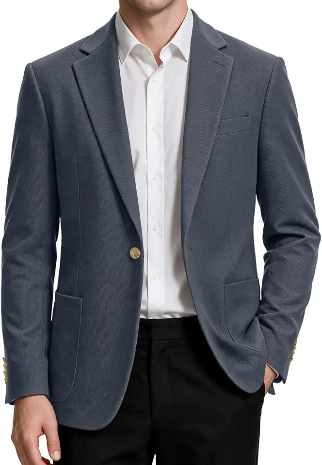 Global Recycled Standard Corduroy Suit Jacket for Men Slim Fit 2 Button Prom Casual Blazer