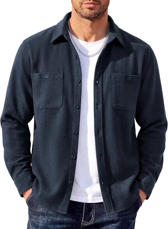 Global Recycled Standard COOFANDY Men's Flannel Shirts Long Sleeve Casual Cotton Plaid Button Down Shirt Jacket with Pockets