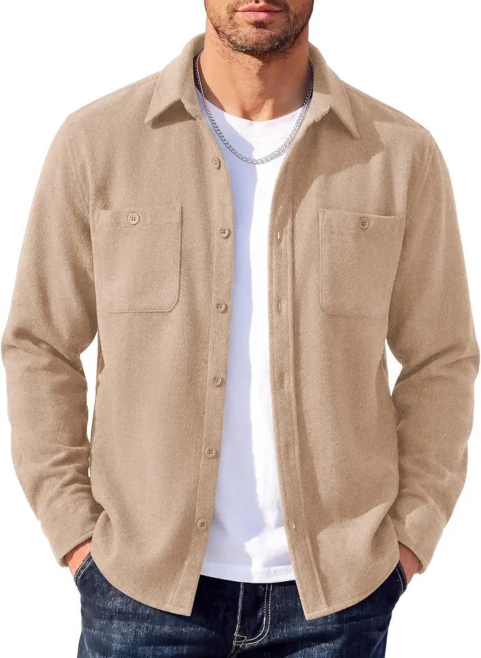 Global Recycled Standard COOFANDY Men's Flannel Shirts Long Sleeve Casual Cotton Plaid Button Down Shirt Jacket with Pockets