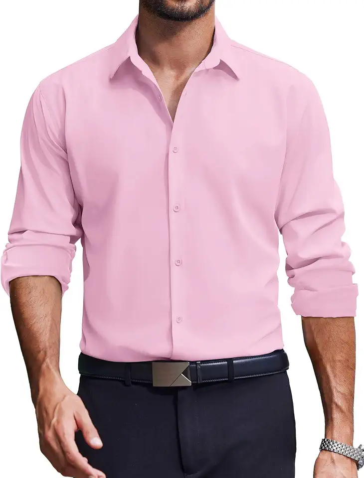 COOFANDY Men's Dress Shirts Long Sleeve Casual Button Down Shirt Solid Regular Fit Formal Business Shirts