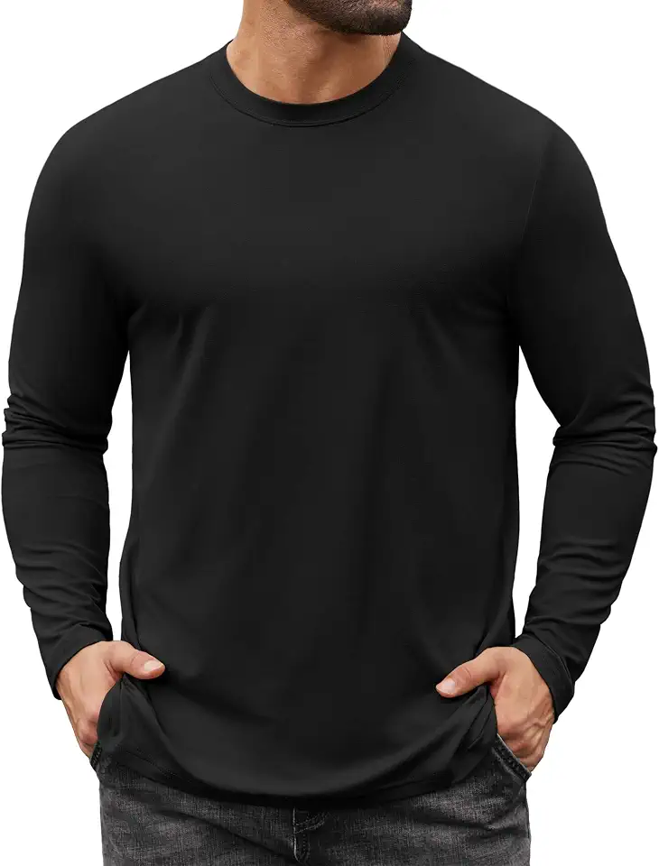 Global Recycled Standard COOFANDY Mens Long Sleeve Tee Shirts Stretch Crew Neck Tee Shirts Casual T Shirts for Men