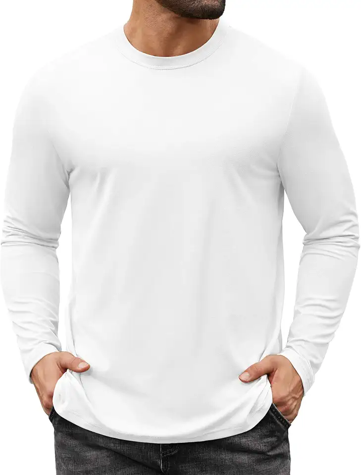 Global Recycled Standard COOFANDY Mens Long Sleeve Tee Shirts Stretch Crew Neck Tee Shirts Casual T Shirts for Men