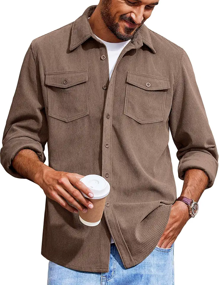 Men's Brown Canvas Barn Jacket Corduroy Collar