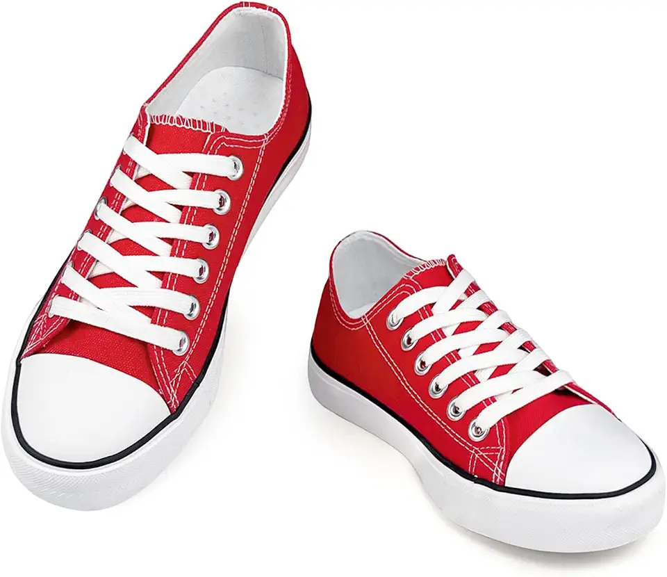 Men's Red Canvas Low Top Sneakers