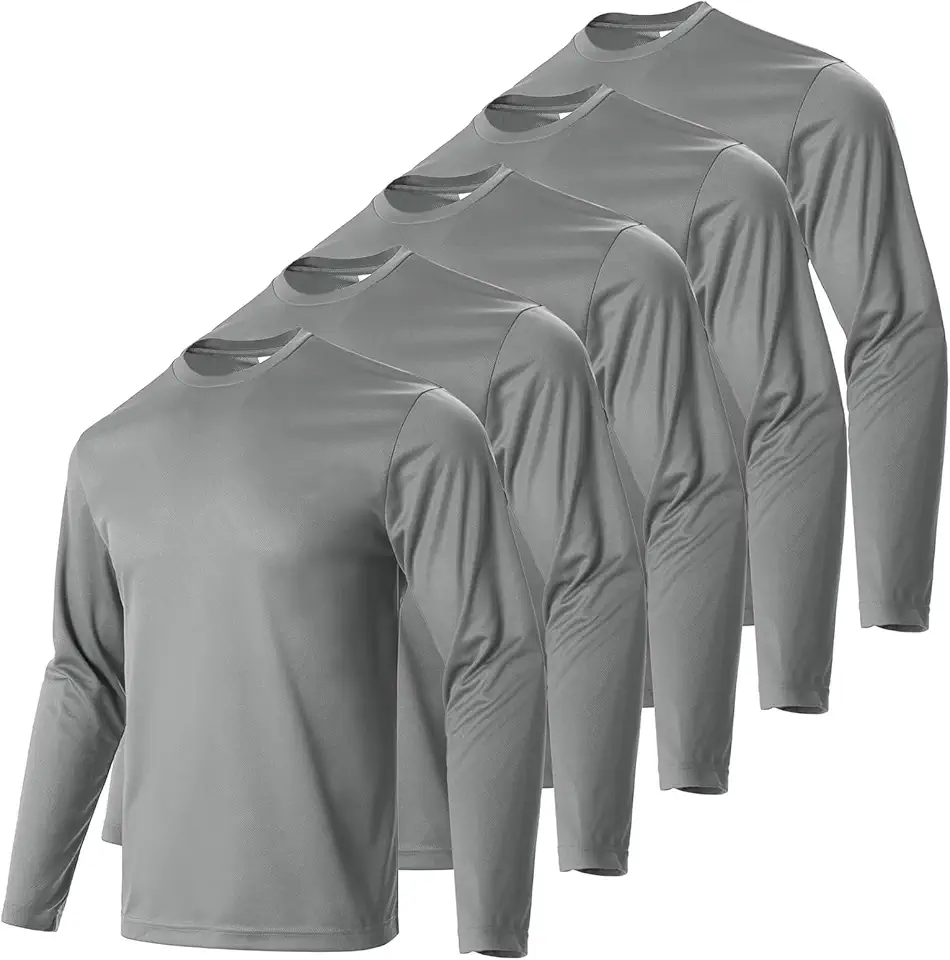 Men's UPF 50+ Sun Protective Long Sleeve Shirts Quick Dry Crew Neck T-Shirt for Gym Athletic Workout Running Fishing