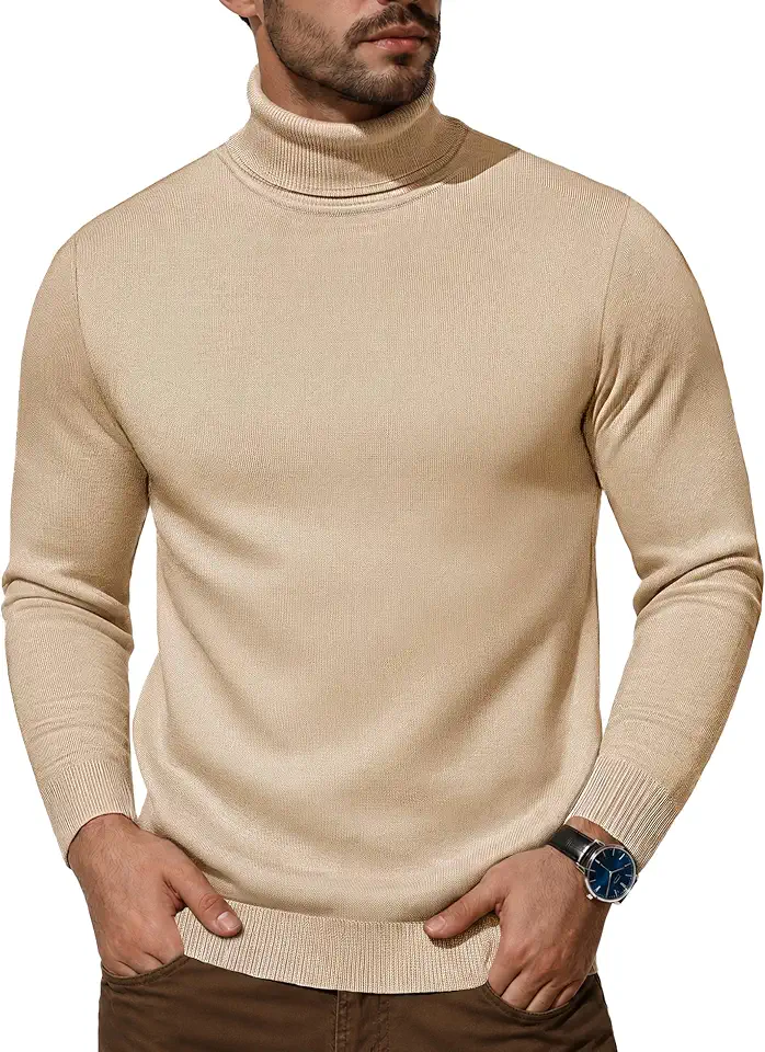 EKLENTSON Men's Turtleneck Sweaters Thermal Knitted Pullover Casual Stylish
