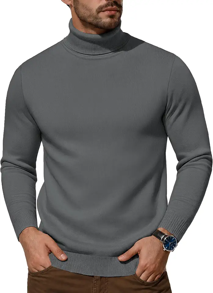 EKLENTSON Men's Turtleneck Sweaters Thermal Knitted Pullover Casual Stylish