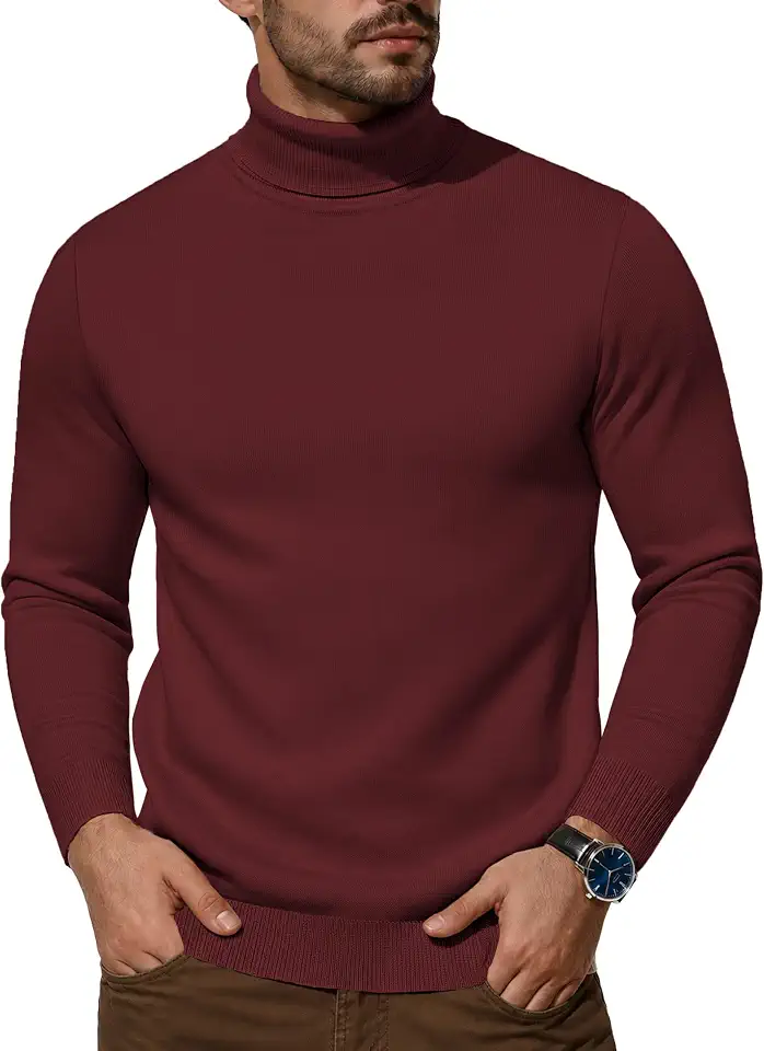 Men's Burnt Orange Turtleneck Sweater