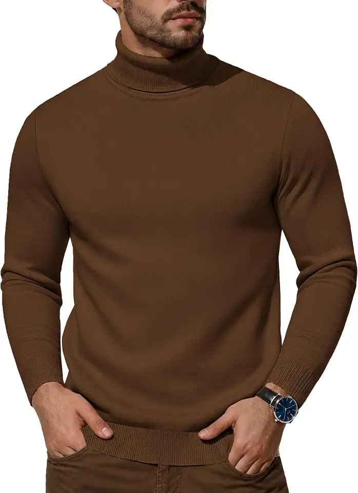 EKLENTSON Men's Turtleneck Sweaters Thermal Knitted Pullover Casual Stylish