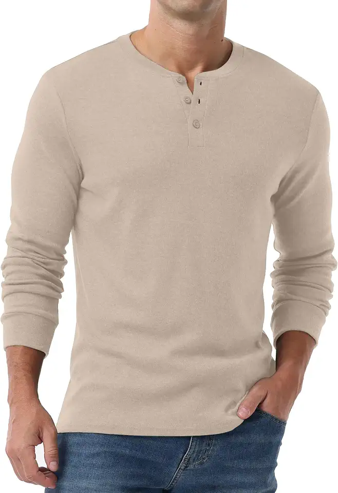 Men's Charcoal Grey Waffle Henley Shirt