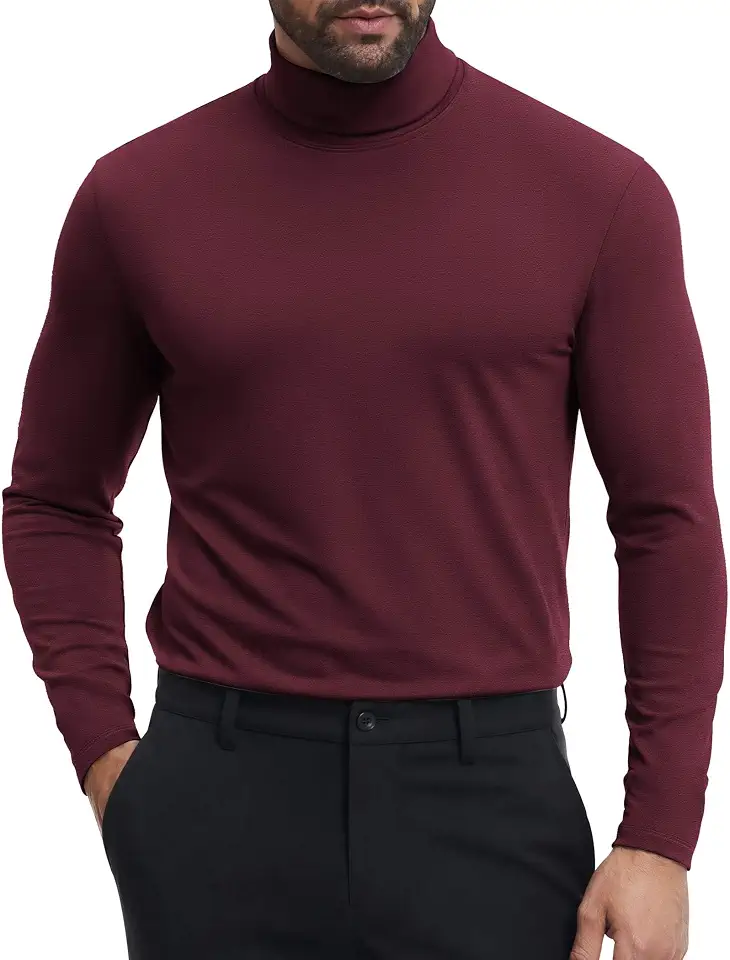 Men's Burgundy Merino Turtleneck Sweater