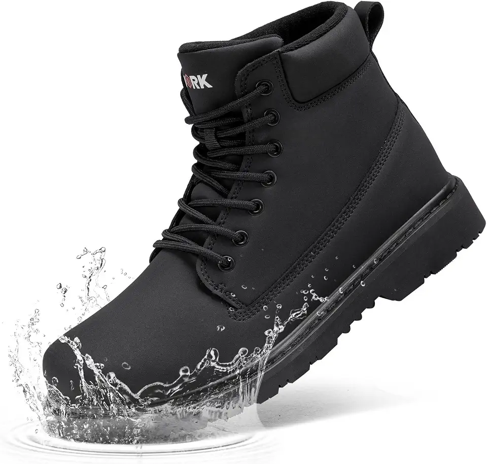LARNMERN Soft Toe Work Boots Men Waterproof Non Slip Lightweight Shoes