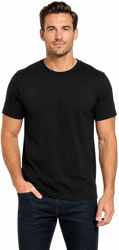 Men's 100% Cotton Crew Neck T-Shirt Regular Fit Short Sleeve Tee