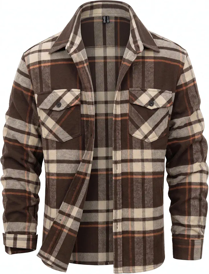 MAGNIVIT Flannel Shirt for Men Cotton Brushed Button Down Plaid Shirts