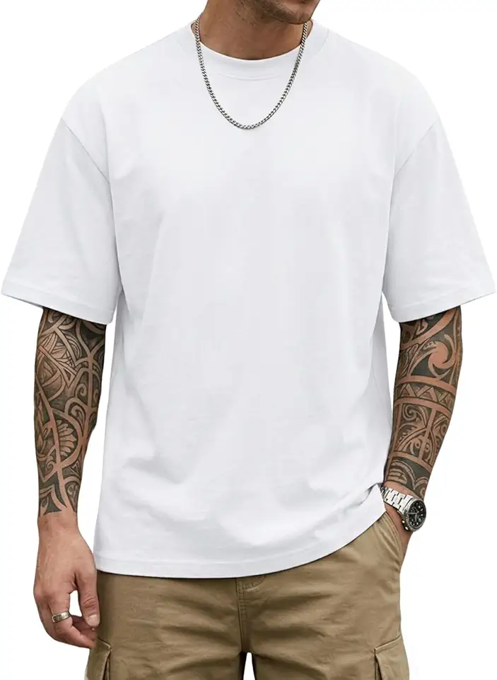 Mens Fashion Oversized T Shirt Loose Fit Workout Tee Lightweight Crew Neck Casual Shirts Tops