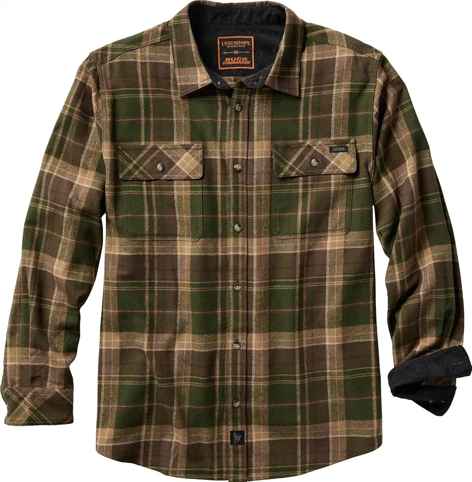 Legendary Whitetails Mens Long Sleeve Plaid Flannel 100% Cotton Shirt