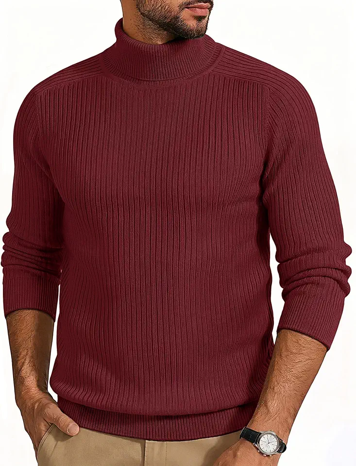 Cotrasen Mens Turtleneck Sweaters Long Sleeve Lightweight Pullover Sweater