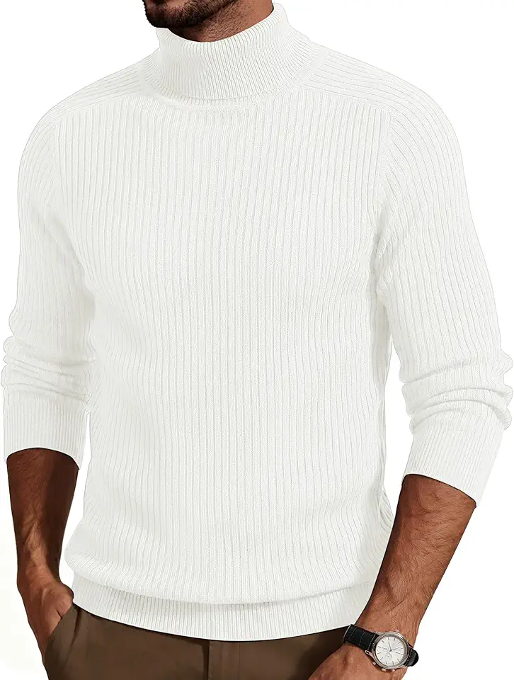 Cotrasen Men's Turtleneck Sweater Ribbed Knit Pullover Sweater Long Sleeve Casual Winter Thermal Sweater Tops