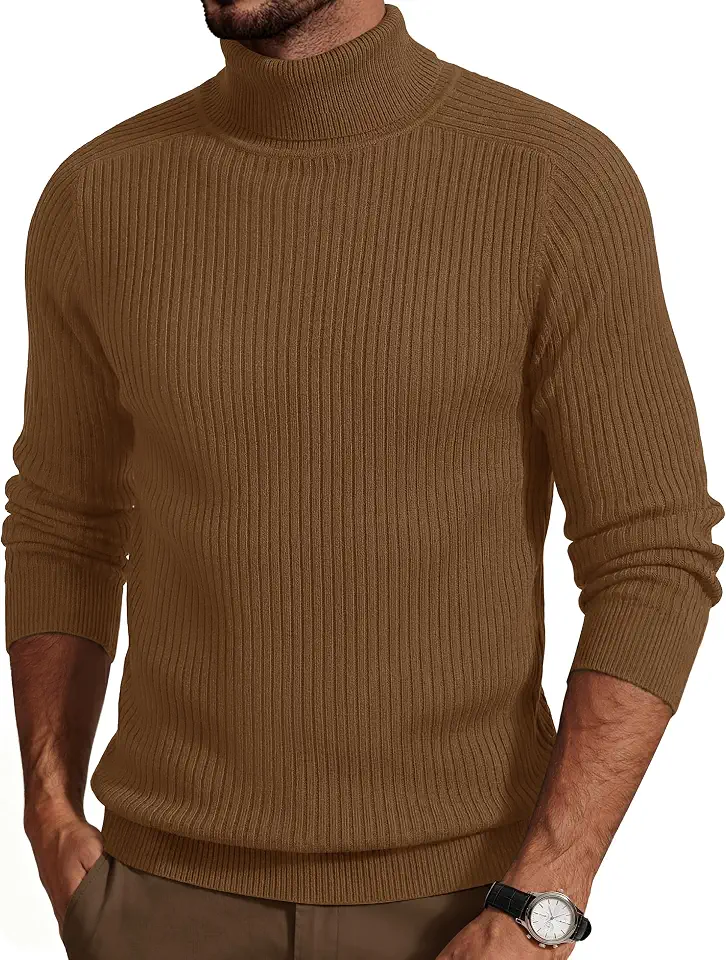 Cotrasen Men's Turtleneck Sweater Ribbed Knit Pullover Sweater Long Sleeve Casual Winter Thermal Sweater Tops