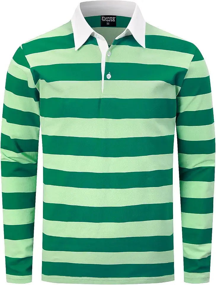 Funny World Men's Striped Polo Cotton Regular Fit Casual Short Sleeve Golf Shirt