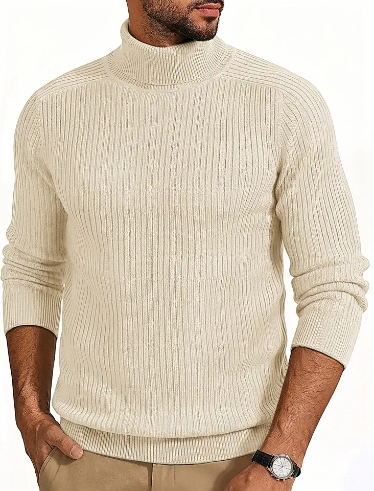 Cotrasen Mens Turtleneck Sweaters Long Sleeve Lightweight Pullover Sweater